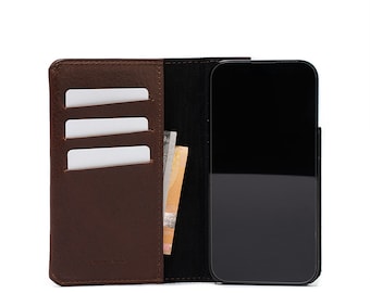 MagSafe folio wallet for iPhone 15/14/13/12 Pro, Pro Max, Mini, Plus, crafted from Italian leather,The Minimalist