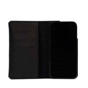 the best iPhone folio case wallet made from premium Italian leather in black color with MagSafe attachment