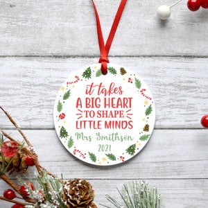 Personalised Bauble Decoration Christmas Teacher Gift Takes a big heart wreath