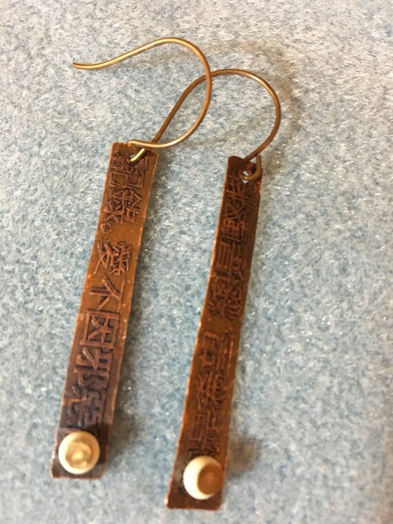Etched copper with bone beads - image 1
