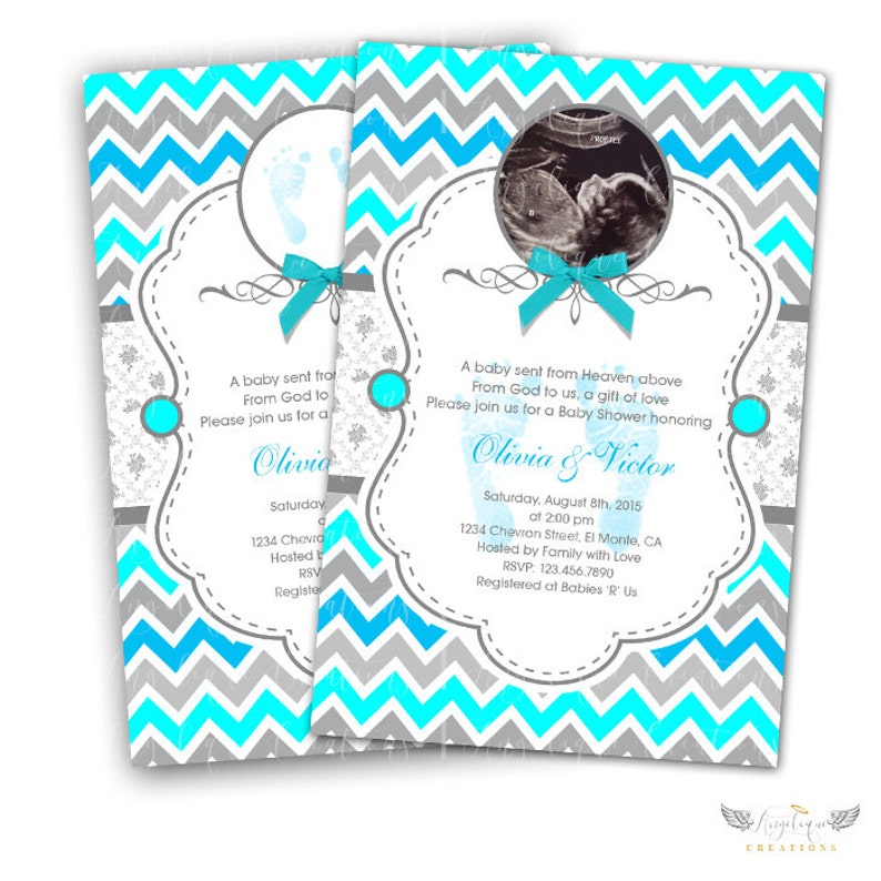 Chevron Baby Shower Invitations Blank Thank You Card To Etsy Chevron Baby Shower Invitations Blank Thank You Card To Etsy