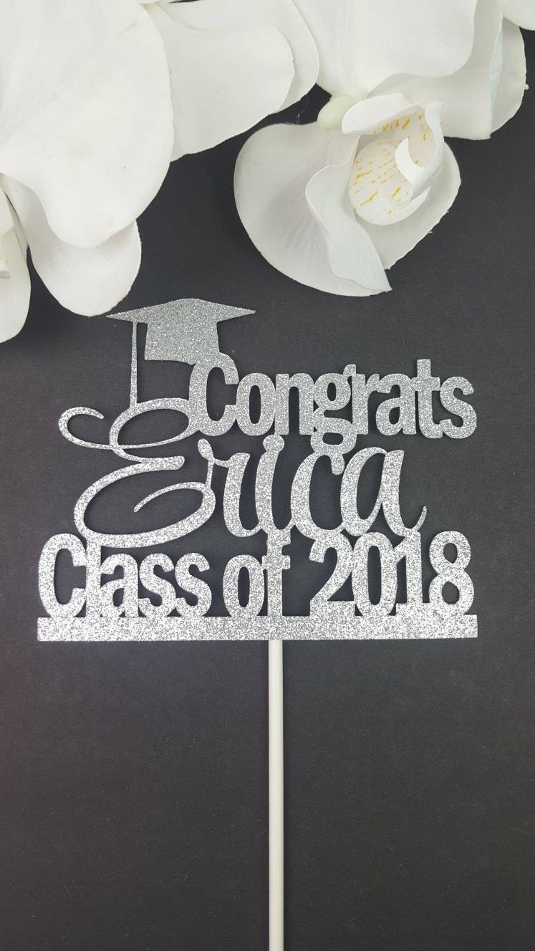 Graduation Cake Topper, Graduation Cap Glitter Cake Topper, 2018 Grad ...