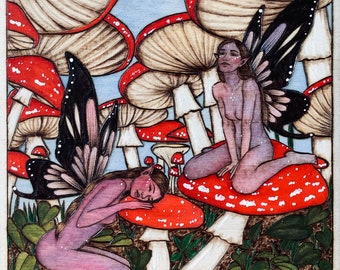 Mushroom Fairies Print