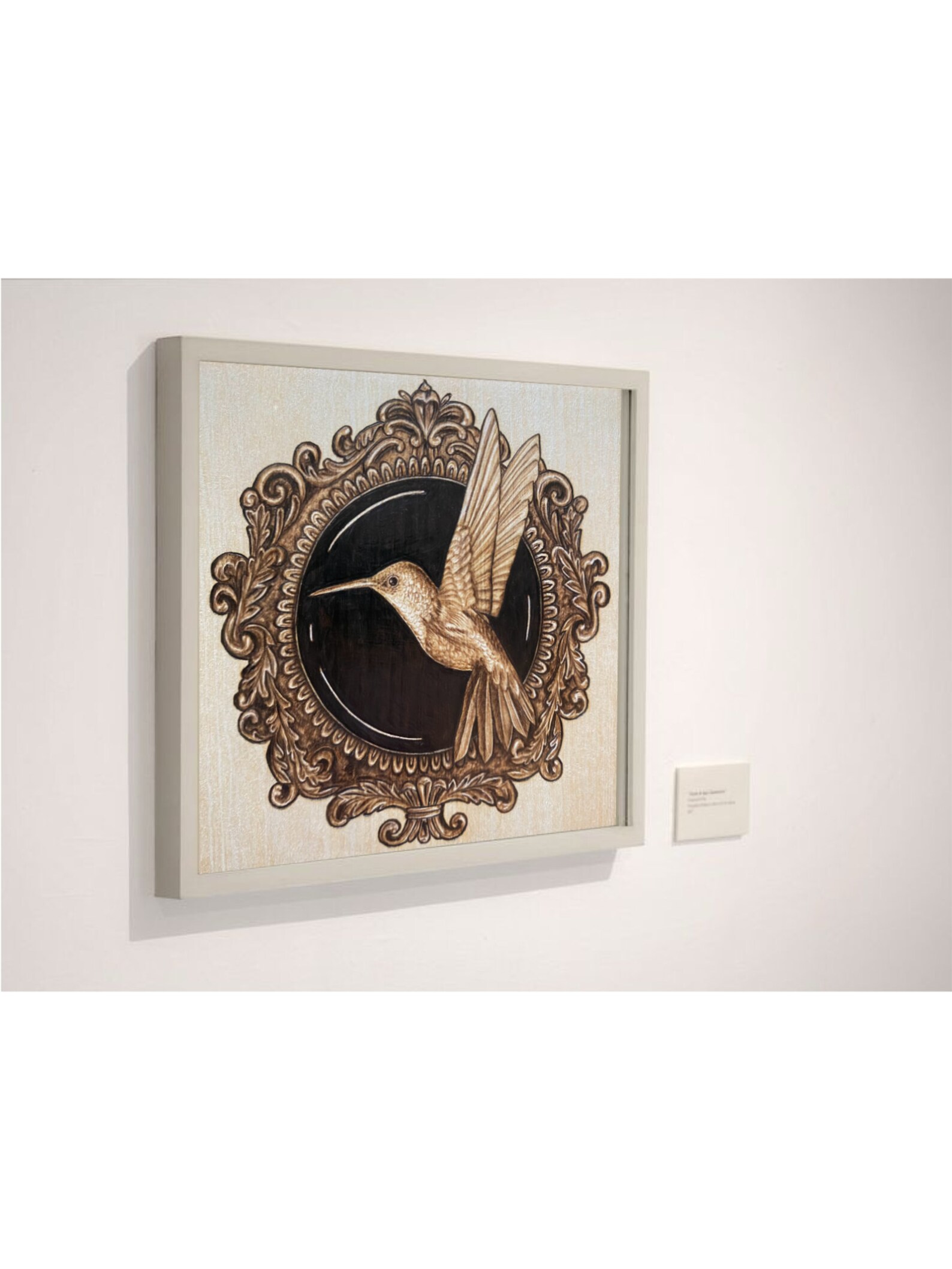 Hummingbird Art Print Wood Burn Ornate Frame Pyrography Artwork ...