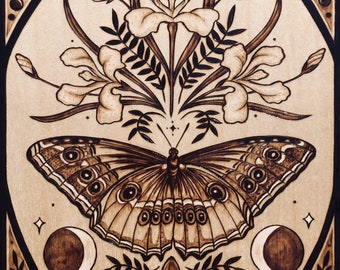 Iris Flower Art Print Floral Moth Design Mystical Home Decor Magical Wall Art Dark Academia Whimsigoth Unique Gifts Illustration Prints