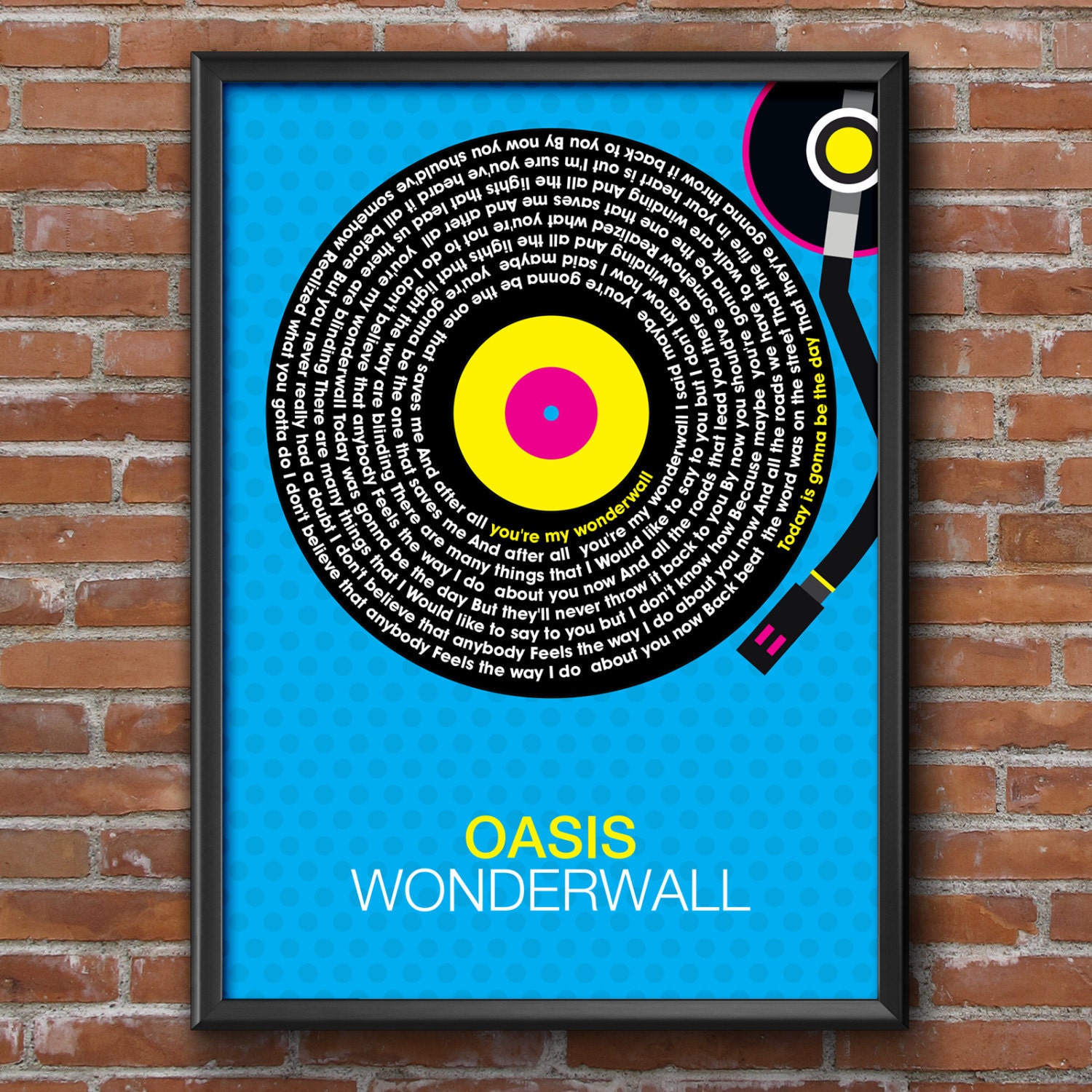 Oasis Wonderwall Song Lyrics Wall Art Poster Print. 4 Sizes Etsy