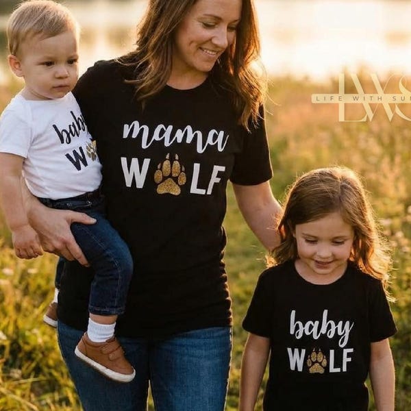 Mama Wolf Shirt | Mommy and Me Matching Shirts | Wolf Family Tee | Mama & Baby Matching Outfit | Bella Canvas Tee | Family Pictures Shirts