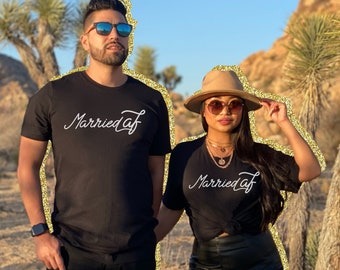 Married AF Shirt NEW look!  | matching couple shirts, married shirts Newlyweds, Honeymoon Shirt, Just Married, Bachelorette Shirt