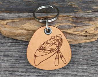 Canoe Genuine Leather Keychain