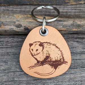 ForLeatherMore Opossum Genuine Leather Keychain Wildlife Collection Key Holder