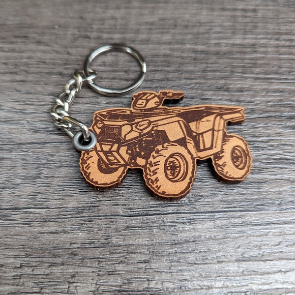 ForLeatherMore 4 wheeler ATV Quad Genuine leather keychain for off roader durable and lightweight