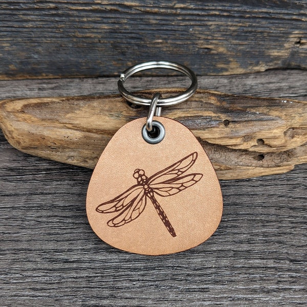 Dragonfly - genuine leather keychain