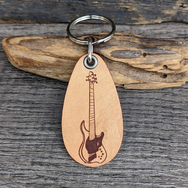 5 String Bass guitar - Genuine leather keychain