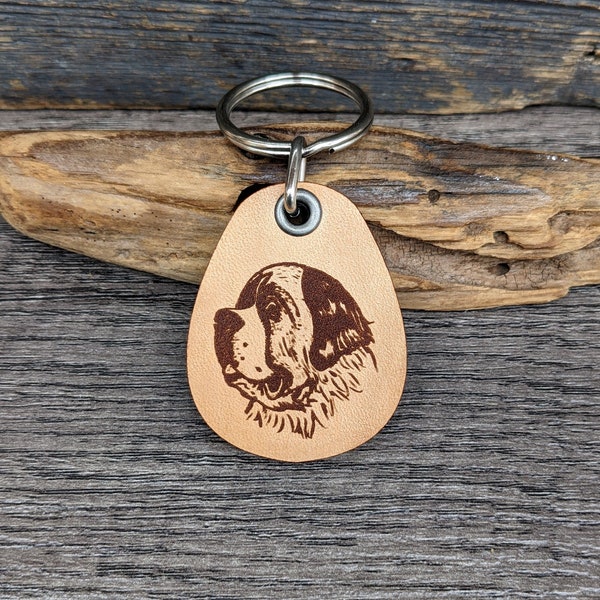 Saint-Bernard - genuine leather keychain