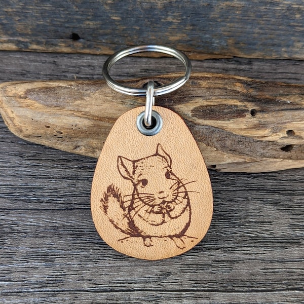 Chinchilla genuine leather keychain cute gift for chinchilla lovers key holder can be customized