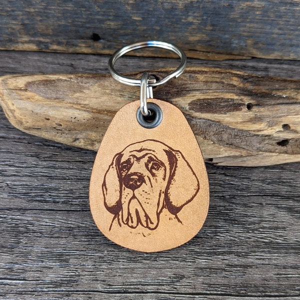 Mastiff genuine leather keychain bag charm can be customized gift for dog lover