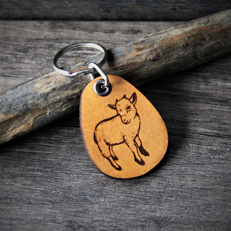 Baby Goat Genuine Leather Keychain Etsy