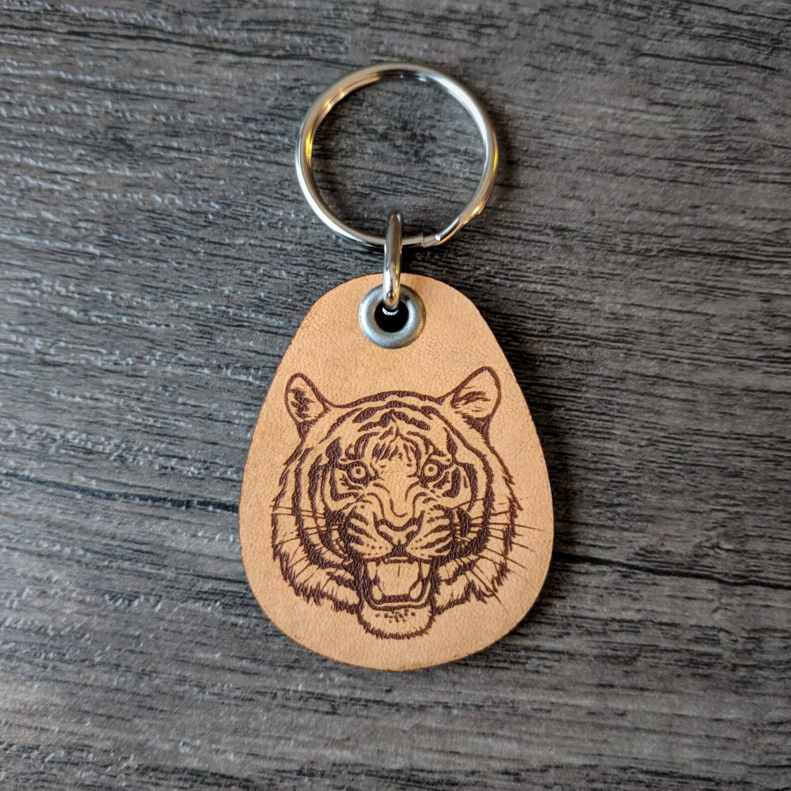 Bengal Tiger Genuine leather keychain Etsy