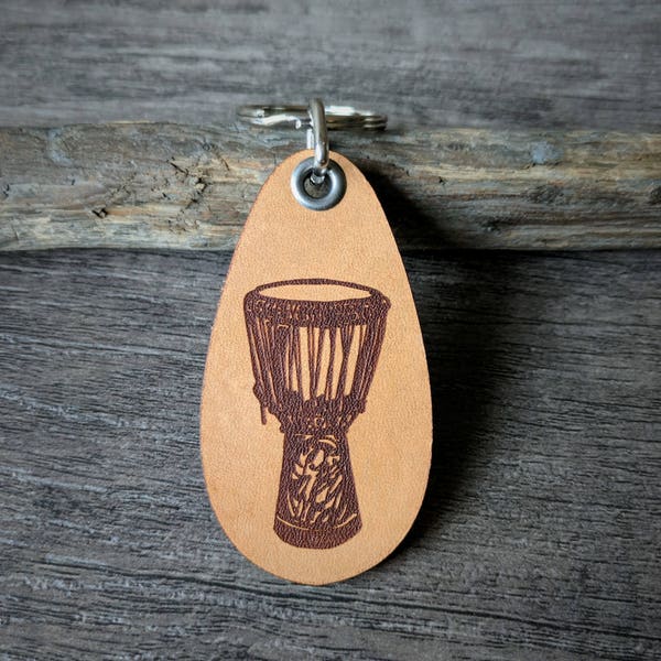 Djembe -African drum - genuine leather keychain
