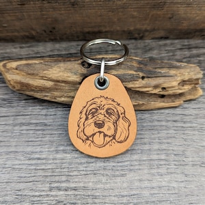Goldendoodle Dog Porte-clés en cuir véritable pour porte-monnaie, cadeau pour amoureux des chiens