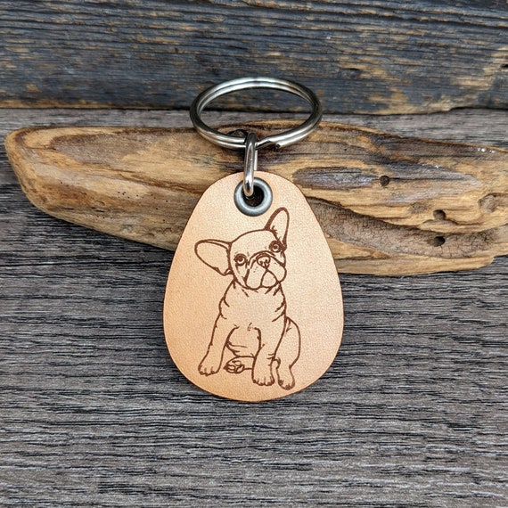 French Bulldog Leather Keychain