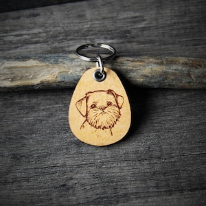 Brussels Griffon - Dog genuine leather keychain