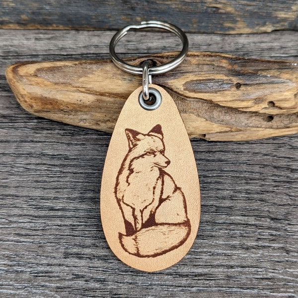 Fox - genuine leather keychain