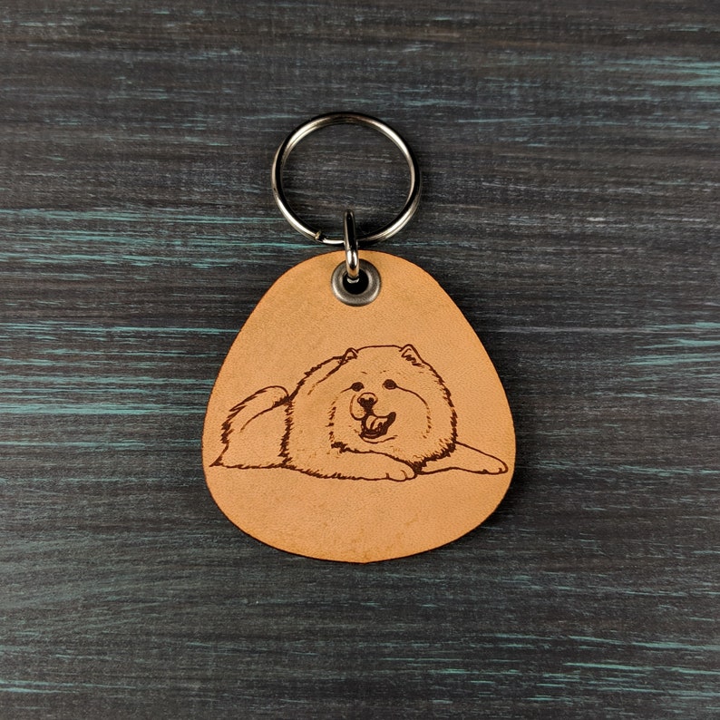 ForLeatherMore Pet Key Fobs Genuine Leather Keychain Husky