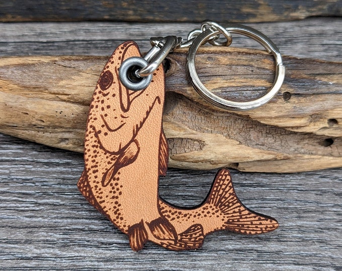 Fishing - fisherman genuine leather keychain