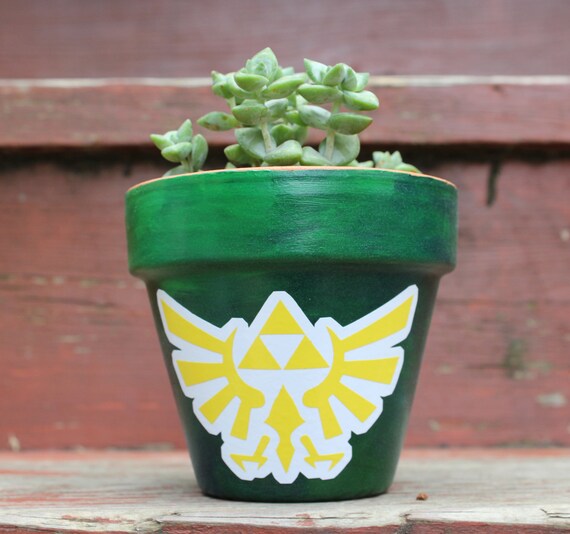 Items similar to Legend of Zelda Pot Terra Cotta Hand Painted Flower
