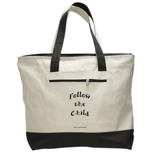 Montessori Quote Tote Bag -- Natural & Black