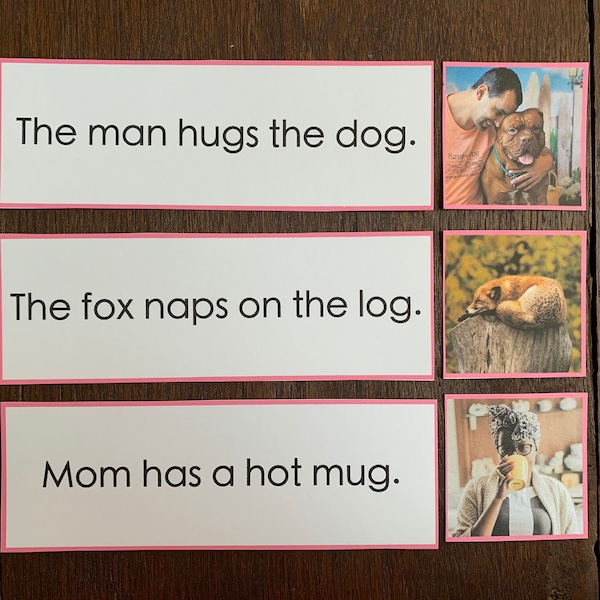 Printable Montessori Pink Series Sentence Strips