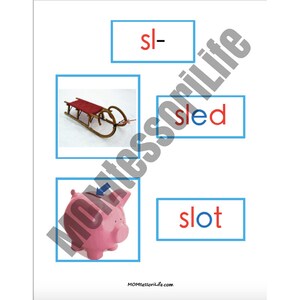 Printable Montessori Blue Series Photos and Word Cards + Word Lists in Print AND Cursive
