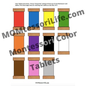 Puede incluir: Tabletas de colores imprimibles para el aprendizaje Montessori. Las hojas imprimibles presentan 12 colores diferentes, incluyendo rojo, azul, amarillo, verde, naranja, morado, negro, blanco, marrón, rosa y gris. Imprime estas páginas dos veces para obtener tabletas de colores coincidentes como la Caja de colores 1 y 2.