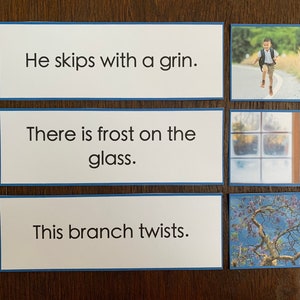 Tiras de frases imprimibles de la serie azul Montessori