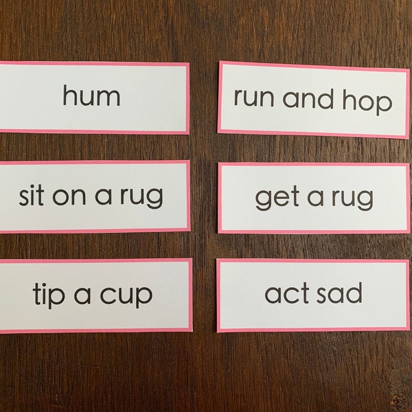 Cartes de commande phonétique Montessori imprimables -- Série rose, bleue et verte