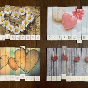 Montessori-Inspired Heart Skip Counting Puzzles Printable