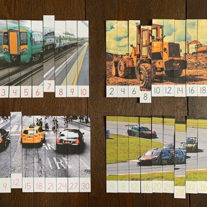 Montessori-Inspired Vehicle Skip Counting Puzzles Printable