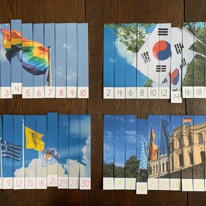 Montessori-Inspired Flag Skip Counting Puzzles Printable