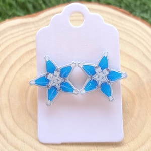 Kindom Hearts earrings - Wayfinder aqua - Silver 925 Hypoallergenic earrings- Stainless steel - always together earrings