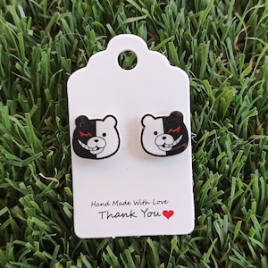 Danganronpa Earrings - Monokuma Earrings - Silver 925 Hypoallergenic earrings- Stainless steel-cute earrings-videogame-Bear earrings