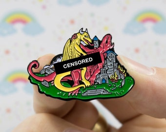 Dragons Having Sex on a Castle Enamel Pin, Great Gag Gift, Novelty Gift, or White Elephant Present