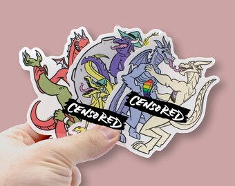 Dragons Having Sex Vinyl Stickers 3 Pack - Docking Dragons, Missionary Madness, Wicked Witches, Silly Gag Gift Stickers, White Elephant Gift