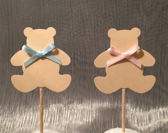 Teddy bear cupcake toppers - Set of 24