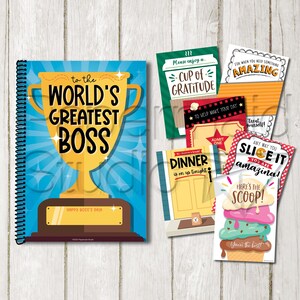 Livro de vale-presentes para impressão do chefe - livreto para porta-cartões-presente do dia do chefe - livreto para vale-presentes de aniversário do chefe - presente do gerente - agradecimento do supervisor