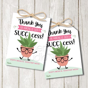 Etiqueta de regalo imprimible para la semana del asistente médico - Etiqueta suculenta - Agradecimiento al asistente médico - Regalo de agradecimiento para enfermeras - Regalo de agradecimiento para el personal - Planta de cactus