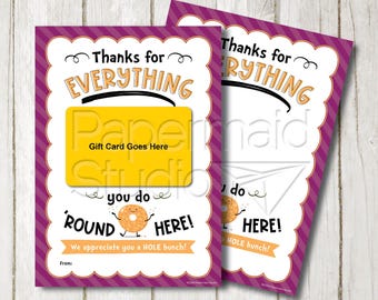 Teacher Appreciation Gift – Bagel Gift Card Holder Card – Staff & Employee Thank You – Administrative Professionals Day Gift