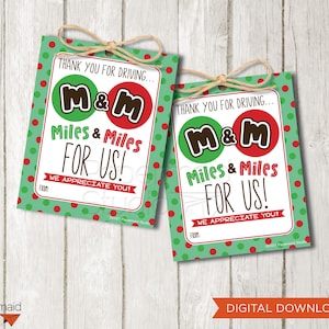 Weihnachten M & Candy Tag Printable - Postbote-Dankeskarte - Lieferung Fahrer Weihnachtsgeschenk-Tag - Busfahrer Weihnachtsgeschenk - Postarbeiter