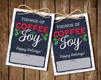 Christmas Coffee Gift Tag Printable - Teacher Christmas Gift Tag - Staff Holiday Gift - Nurse Christmas Gift - Coffee & Joy