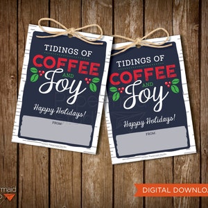 Etichetta regalo caffè natalizio stampabile - Etichetta regalo natalizia insegnante - Regalo festivo per il personale - Regalo natalizio infermiera - Caffè e gioia